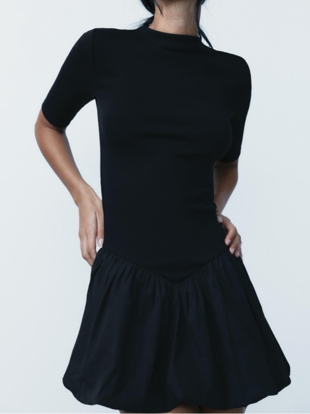 Zara Black Mini Dress with Flared Hem
